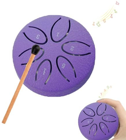 Zungentrommel Steel Tongue Drum,6 Töne Handpan Instrument Stahlzungentrommel 3 Zoll,Steel Pan Töne Schlaginstrument,Hand Pan Drum für Meditation Yoga Klangheilung für Anfänger und Kinder,Lavendel Lila