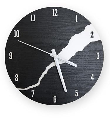 Wanduhr in Holzoptik modern mit Zahlen Schwarz ohne Tickgeräusche und Lautlos- Ausgefallene Wanduhr mit Quarz Uhrwerk für Wohnzimmer, Büro, Küche Schlafzimmer oder als Deko. Ein Hingucker ohne ticken