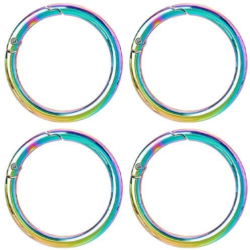 SUNNYCLUE 1 Boxspring O Ring Runder Karabinerhaken Groß 48mm Metalllegierung Regenbogenfarben Karabinerhaken Schnallen Verschlüsse Für Schmuckherstellung Basteln Schlüsselanhänger Tasche Geldbörse Zu