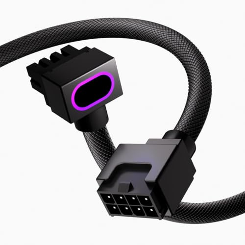 AIJS Cavo di prolunga CPU 8 pin, cavo ARGB PC con 5 V 3 pin, 18 AWG 90 ° design ad angolo retto per PC più puliti, connettori maschio-femmina adatti per varie CPU e alimentatori. 30 cm (nero-CPU-clip