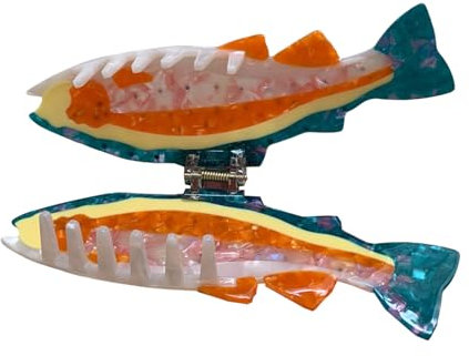 Modische Acetat-Haarklammer, helle Farbe, Fischform, sanfter und starker Griff, für verschiedene Frisuren