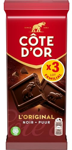 Tablette de Chocolat Noir L'original COTE D'OR - Les 3 tablettes de 100 g Lot De 4 - Par Lot