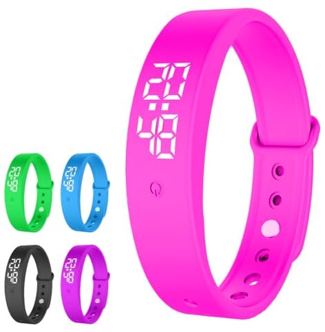 Gohytal Vibrationsalarm Erinnerung Uhr, Vibrationswecker Armband, Silent Vibrating Alarm Uhr, Töpfchen-Trainingsuhr, Trinkerinnerung Alarm, Pillenerinnerungen, Vibrationsarmuhr (Rosa)