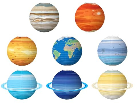 Décor Planètes 8 Pièces - Système Solaire Décorations 30 Cm,Décoration Spatiale pour Anniversaire École Chambre Bébé Plafond