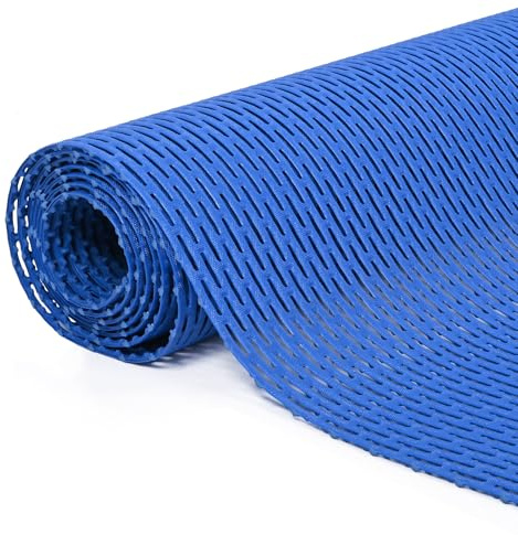 MYOYAY Drainagematte 90 x 300 cm PVC-Drainagematte 5mm Dicke H-Netz Matte Antirutschmatte Pool rutschfeste Badematte für Schwimmbad, Garage, Toilette, Badezimmer（Blau）