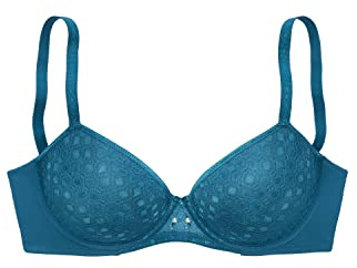Lascana Damen Schalen-BH mit nahtlos vorgeformten, leicht gefütterten Cups, Spitze, Rücken aus hübschem Pünktchennetz. Träger und Rückenverschluss verstellbar