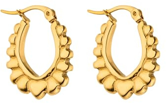 Purelei Glowy Creolen mit Herzstruktur – Wasserfeste Edelstahl-Ohrringe mit glänzendem Finish, modernes Hoop-Design, erhältlich in Gold, Silber oder Roségold