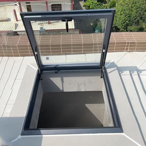 Lucernario multi-angolo manuale in lega di alluminio per soffitte 70 x 60 cm (0,6 m) finestra in vetro temperato e facile da aprire, ideale per soffitte