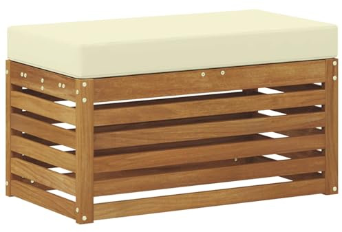 vidaXL Outdoor Hocker Bank Natur 80 x 43 x 37 cm Massivholz Akazie, Balkon Außenbereich Sitzgelegenheiten, modernes Gartensofa, langlebige Terrassenmöbel, gemütliche Eckanordnung für Entspannung