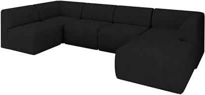 ALTDECOR Ecksofa in U-Form Corner Sofa Bett Eckcouch Couch L-Form Wohnlandschaft Cauchsofa MOVO 345x180x78 Schwarz