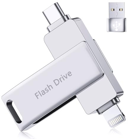 [Ohne App] USB Stick 512GB für iPhone,MFi Speicherstick,USB C Stick,Silber | 3 in 1 Externe Speicher Handy,Lightning für Fotos,Videos,Dateien,USB 3.0 Flash-Laufwerk für iPhone/iPad/OTG Android/Mac/PC