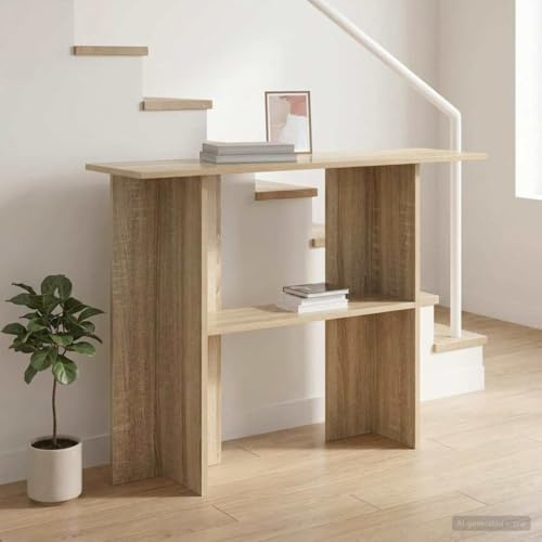 Ordellia Konsolentisch Sonoma Eiche aus Holzwerkstoff, 100 x 30 x 75 cm, robuster Flurtisch für Eingang und Wohnzimmer, als Ablagetisch, Beistelltisch oder Wandtisch für Deko und Stauraum