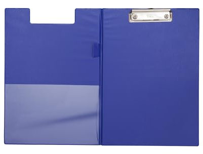MAUL Schreibmappe A4 | Mappe aus Karton mit Folienüberzug zum Zuklappen | Dokumentenmappe A4 mit Fach für Papier | Praktische Dokumententasche zum Aufhängen | Aktenmappe für Büro | Blau