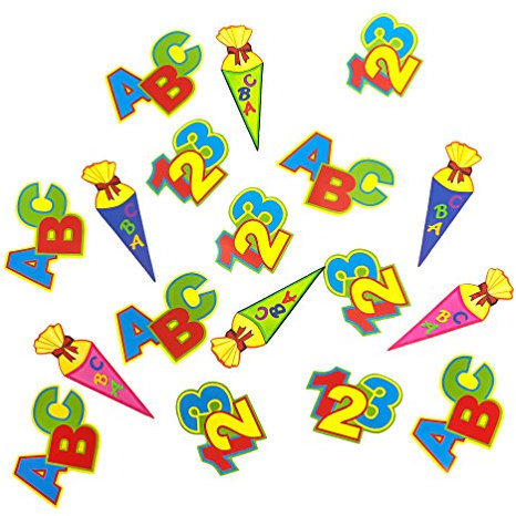 Oblique Unique® ABC Schultüte 123 Zahlen Buchstaben Tisch Dekoration zur Schuleinführung - Konfetti Zuckertüte Einschulung Schulanfang