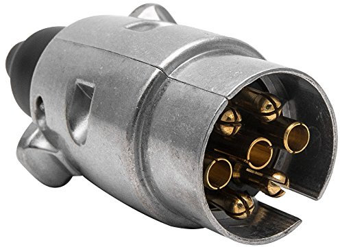 Prise de remorque - Maso 7pin Remorque Prise étanche Remorque Electrics Adaptateur Prise Convient pour 7 Broches Heavy Norme européenne Remorque boîtier en aluminium Argenté 12 V d'entrée