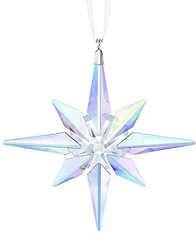 Swarovski Stern Ornament Crystal AB, Edler Stern aus Funkelndem Kristall, mit Prachtvollem Satinband