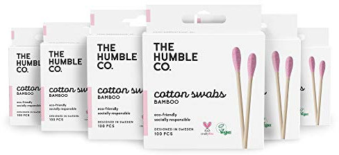 The Humble Co. Natürliche Bambus-Wattestäbchen (600 Stück) – natürliche Wattestäbchen und umweltfreundliche und nachhaltige Wattestäbchen für Ohren, Make-up, Haustierpflege und Reinigung (lila)