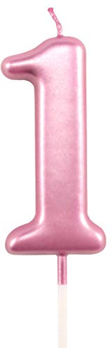 1st Birthday Candle First Year Pink Happy Birthday Number One Candles for Cake Topper Decoration for Party Kids Adults Numeral 1 10 100 11 21 16 14 12 18 13 11 91