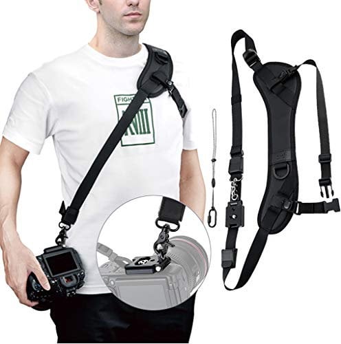 Arac Swiss - Tracolla per fotocamera a sgancio rapido, con attacco di sicurezza, in neoprene, antiscivolo, per fotocamera Canon Nikon Sony Olympus Pentax DSLR SLR