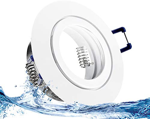 trendlights24 Mare IP44 Bad LED Einbaustrahler 230V Weiß rund 3 Stufen dimmbar ultra flach 35 mm 1er Set 5W Warmweiß Einbauleuchten für Feuchtraum