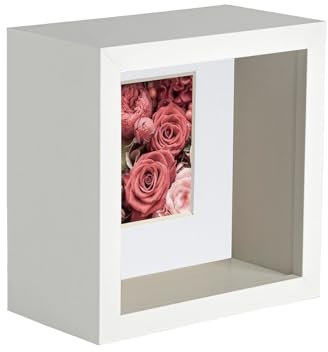 Nicola Spring 3D Deep Box Fotorahmen - 4 X 4 mit 2 X 2 Montierung - Weiß/Weiß