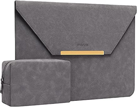 MOSISO Laptop Hülle Kompatibel mit MacBook Air 13 M3 A3113 M2 A2681 M1 A2337 A2179 A1932/Pro 13 M2 M1 A2338 A2251 A2289 A2159 A1989 A1706 A1708, Matt PU Leder Klappe Tasche mit Kleiner Case, Grau