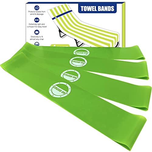 Towel Bands (4 Pack) - The Better Towel Chair Clips Option for Beach, Pool & Cruise Chairs in 2023, 2024 & 2025