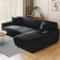 NAKIHOUSE Sofa Überwürfe Sofabezug mit einem Kissenbezug, Stretch elastische Sofahusse Sofa Abdeckung in Schwarz Farbe für 1/2/3/4 Sitzer（L-förmiges Ecksofa erfordert Zwei）