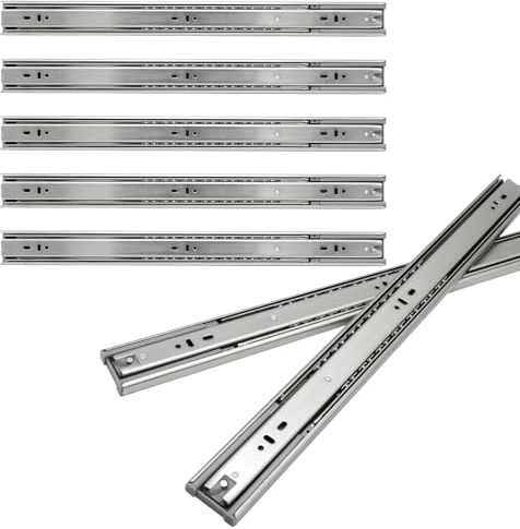 Lospitch 4 paires (8 pièces) de glissières de tiroir, à extension complète, 500 mm, avec fermeture automatique, facile à déplacer, glissières à rouleaux, charge maximale : 35 kg