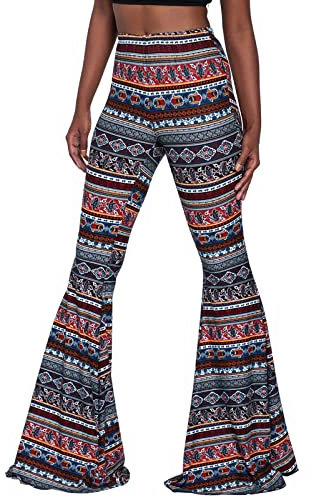 Nuofengkudu Damen Schlaghose Hochbund Push up Stretch Bequeme Lange Schlag Hosen Weite Leggins Tights Freizeit Einfarbig Haushose Yogahose Classic Flared Pants Pyjamahose(Marineblau,M)