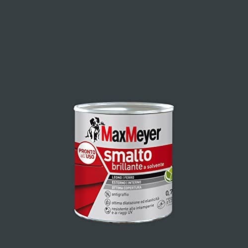 MAXMEYER Smalto a solvente per ferro e legno brillante ANTRACITE R7016 0,750 L