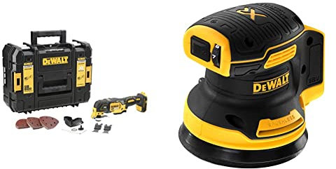 DEWALT DCS355NT-XJ Utensile Multi-Funzione ad oscillazione, motore Brushless, in valigetta TSTAK senza batteria e caricabatterie & DCW210N-XJ Levigatrice 18V XR Brushless, 125 Mm, 18 V, Standard