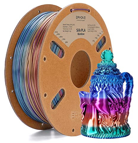 ERYONE Ultra Shiny Silk PLA Filament voor 3D Druker, PLA Filament 1.75mm, +/- 0,03mm,1kg 1 Spule, Multicolor Rainbow Fast Color Gradient Silk, Universum Regenbogen