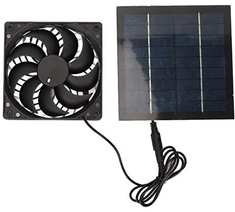 Ventilateur Solaire, Panneau Solaire, Kit Ventilateur D'échappement Solaire 5W Ventilateur à énergie Solaire à Faible Bruit pour Serre, Abri Jardin, Poulailler, Ventilation Niches pour Chiens