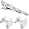 EMSea 3er Set Herren Krawattenklammer und Manschettenknöpfe Set Business Hemden Krawattenklammer Krawattenhalter Clips für Hochzeit Party Business Meeting Vatertag Valentinstag Silber