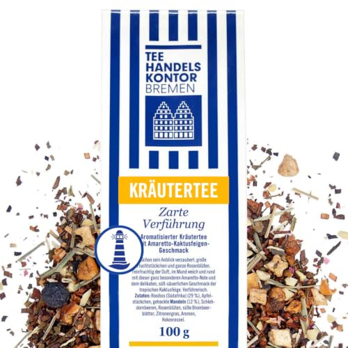 Hochwertiger Rooibos Tee lose Zarte Verführung 100 g Amaretto Kaktusfeige | Feinfruchtig mit Amaretto-Note, Süß-säuerliche Kaktusfeige, Ganze Rosenblüten und Fruchtstücke, Weich und rund im Geschmack