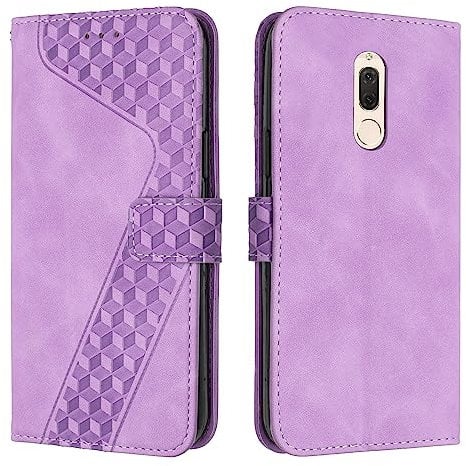 YIRRANZD Custodia per Huawei Mate 10 Lite, Cover a Libro in Pelle PU con Slot Cart e Silicone TPU Bumper, Flip Caso Portafoglio Cover per Huawei Mate 10 Lite (Viola)