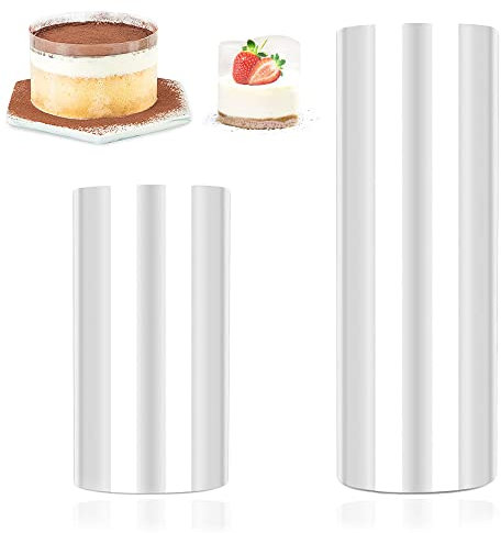 Cake Collar 2 Pcs, Transparent Acetate Roll, Acetate Cake Collars for Cake Making and Decoration, 15cm x 10m/10cm x 10m