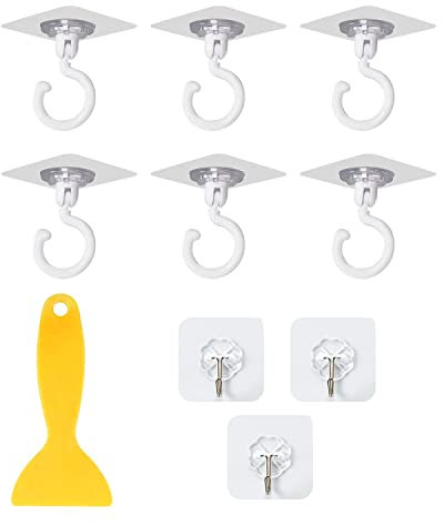NINVVS 6pcs Rotatable Self-Adhesive Hooks, Transparent PVC, Plastic & Viscose, Modern Design, Wall Mount, Easy Install, Bedrooms to Bathrooms