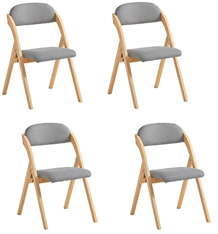 SoBuy FST92-Nx4 Lote de 4 Sillas Plegables de Madera con Asiento y Respaldo Tapizado Sillón para Cocina Oficina 47.5 x 59 x 77 cm ES