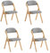 SoBuy Klappstuhl Holz gepolstert 4er Set - Ergonomischer Küchenstuhl & Esszimmerstuhl, Faltbar & Platzsparend, Fertig Montiert, Für Küche, Balkon, Büro, Hellgrau 47,5 x 77 x 59 cm FST92-Nx4