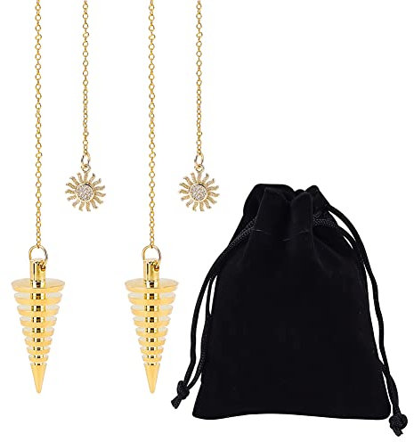 craspire Metallpendel Für Weissagung, Messingpendel Mit Kegel Und Sonnenanhänger, Heilendes Wünschelruten-Werkzeug, Reiki-Pendel, Meditationspendel, Weissagung Pendel