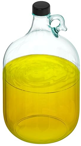 Skywin 1 Gallon Glass Jar with Lid, Clear Glass Gallon Jug for Brewing, Fermentation, Beverage Storage & Bulk Liquids, Airtight 38mm Screw Cap, Food Safe, Reusable Glass Jug with Carry Handle