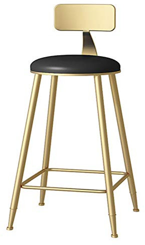 Hocker Moderner Esszimmerstuhl mit goldenen Beinen für Zuhause, Balkon, Café, Barstuhl mit Rückenlehne, Komfortpolster, Sitzhöhe 45/65/75 optional (Größe: 75 cm, Farbe: Schwarz) (Schwarz 45 cm) Made