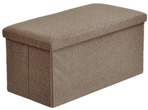 Home Republic Storage Ottoman, Padded Foldable Bench, Chest with Lid, Perfect for Bedroom, Hallway, Living Room (76x38cms, Boucle Beige)