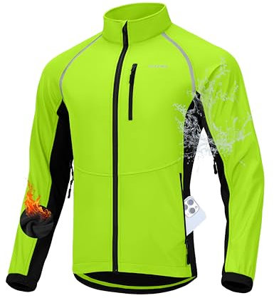 Bikewa Herren-Winter-Fahrradjacke, Thermojacke, warm, wasserabweisend, für Laufen, Fahrrad, Softshell-Windjacke, winddicht
