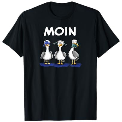 Moin lustige Nordsee Möwen Nix sehen nix hören nix sagen T-Shirt