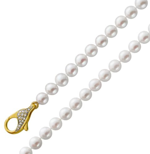 Ch.Abramowicz Perlenkette 87cm Gold 585 14K Akoyaperlen Brillanten 0.5ct 87