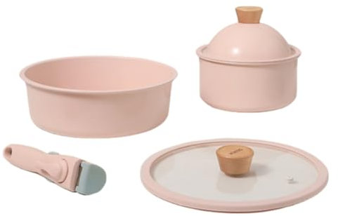 Pots and Pans Set Nonstick,Induction Kitchen Cookware Sets Detachable Handle,Non Stick Cooking Set Frying Pans & Saucepans,Stackable Storage,Dishwasher/Oven Safe,3/4 Piece Set (Three-Piece Set)