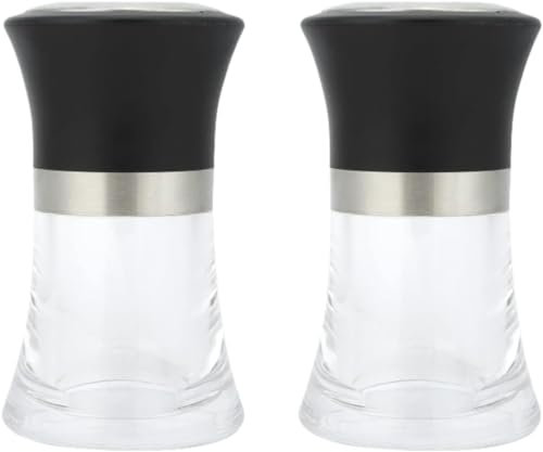 Olla for condimentos, salero y pimentero, 2 piezas de salero de acrílico transparente, latas de condimentos recargables, agitadores de condimentos con tapa de malla fina de acero inoxidable (100 ml)
